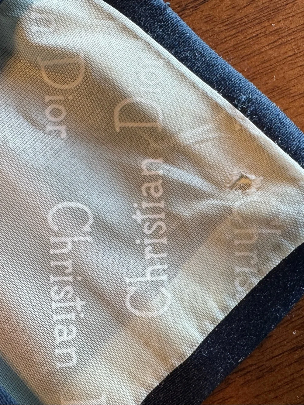 Vintage Christian Dior Navy Blue Logo Dot Silk Blend Neck Tie Designer Monogram